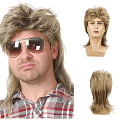 Men's Brown 70s 80s Costume Party Wig