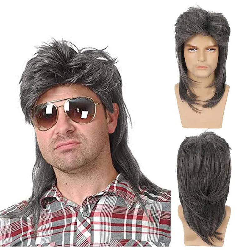 Men's Brown 70s 80s Costume Party Wig