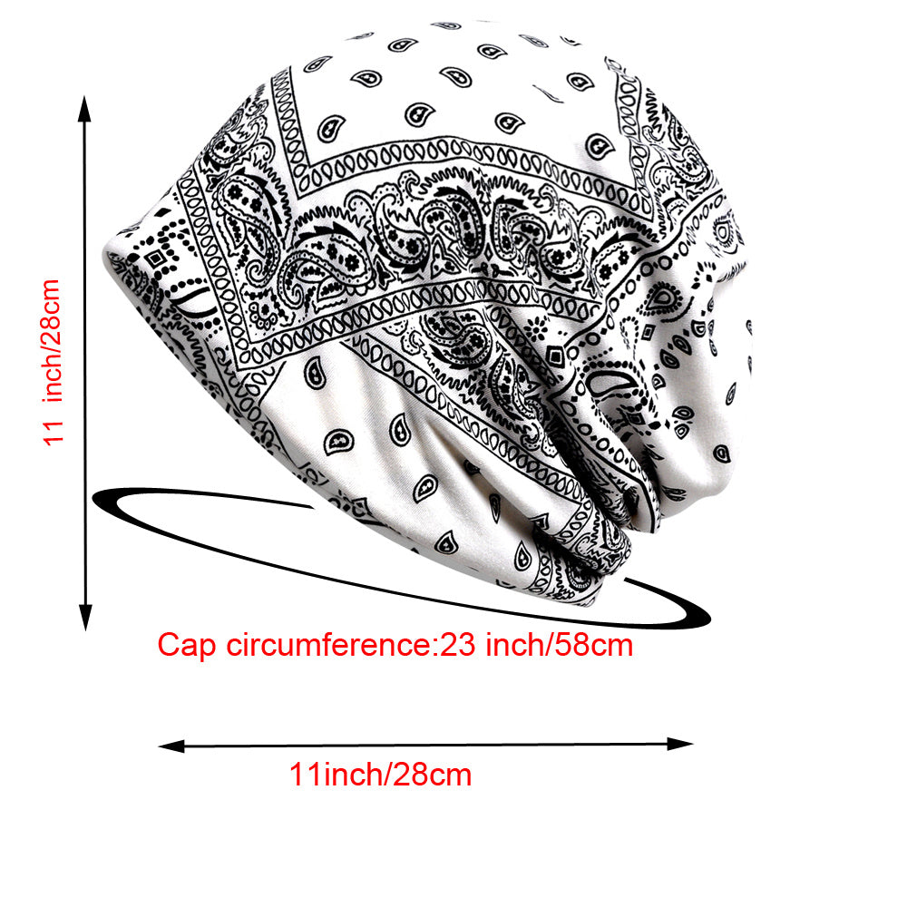 Paisley Print Beanie Hat Baggy Slouchy Hat Lightweight Skull Cap