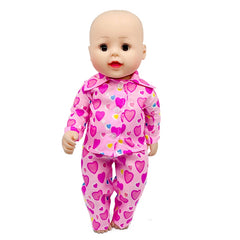 Pink Heart Print Pajamas Set for 18" American Doll with Matching Shoes