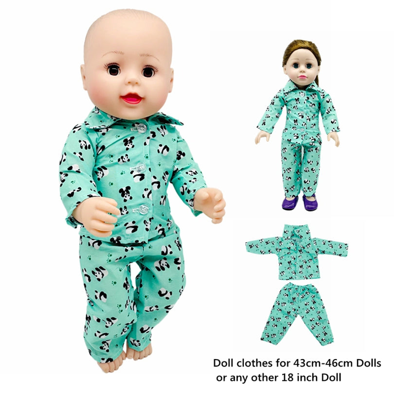 Green Panda Doll Clothes Outfits Fits 18 Inch Doll, Bitty 15 inch Doll