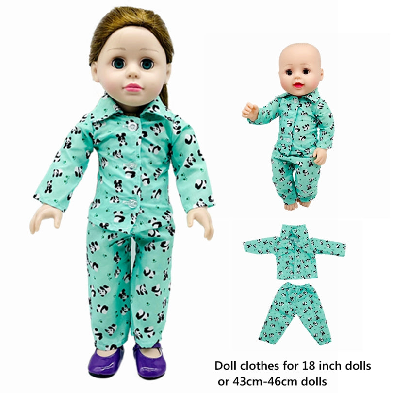 Green Panda Doll Clothes Outfits Fits 18 Inch Doll, Bitty 15 inch Doll