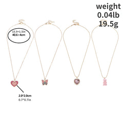 Girls Heart Butterfly Bear Pendant Necklace Clavicle Chain