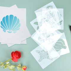 8pcs Sea Ocean Creatures Painting Stencils Drawing Templates Set