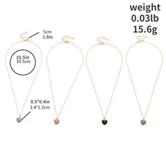 4pcs Painting Heart Girl Necklace Collarbone Chain Set Gift