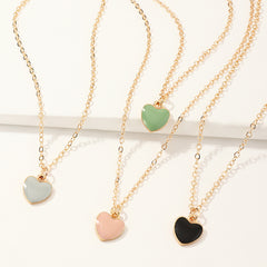 4pcs Painting Heart Girl Necklace Collarbone Chain Set Gift