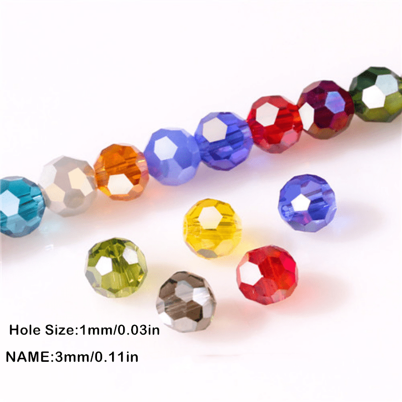 150Pcs Czech AB Round Glass Beads DIY Jewelry Making Faceted Crystal 3mm