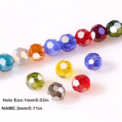 150Pcs Czech AB Round Glass Beads DIY Jewelry Making Faceted Crystal 3mm