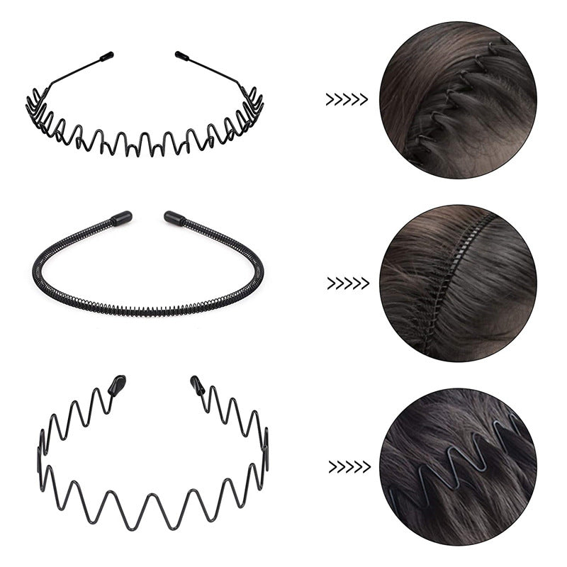 6pcs Metal Wave Hairband for Men and Women - Stylish Headwear