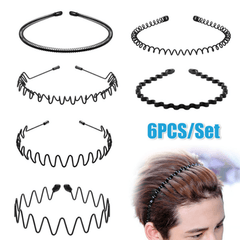 6pcs Metal Wave Hairband for Men and Women - Stylish Headwear