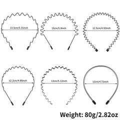 6pcs Metal Wave Hairband for Men and Women - Stylish Headwear