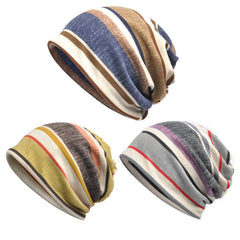 Striped Pattern Slouchy Beanie Hip Hop Skullies Cap Hat