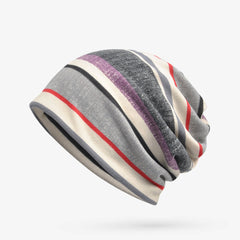 Striped Pattern Slouchy Beanie Hip Hop Skullies Cap Hat