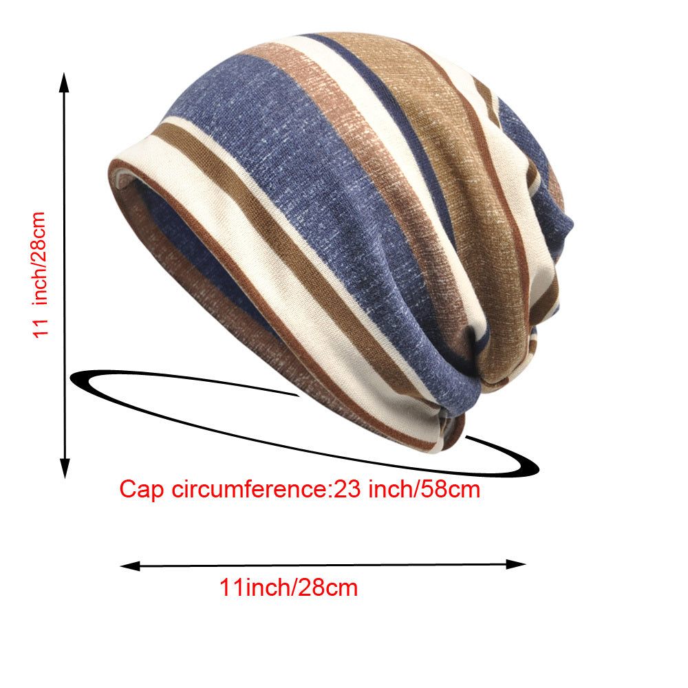 Striped Pattern Slouchy Beanie Hip Hop Skullies Cap Hat