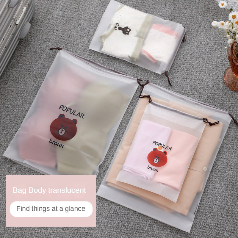 3 Pcs Bear Print Drawstring Storage Pouch Lightweight Shoes Bag