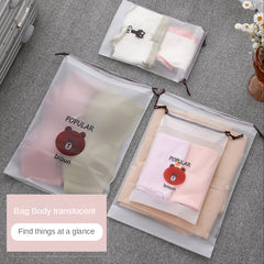 3 Pcs Bear Print Drawstring Storage Pouch Lightweight Shoes Bag