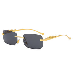 Square Rimless Sunglasses Woman Gradient Sun Glasses Metal Leopard
