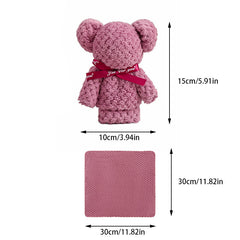 Kids Bear Washcloth Soft Polyester Fingertip Towel for Bath Time