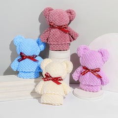 Kids Bear Washcloth Soft Polyester Fingertip Towel for Bath Time