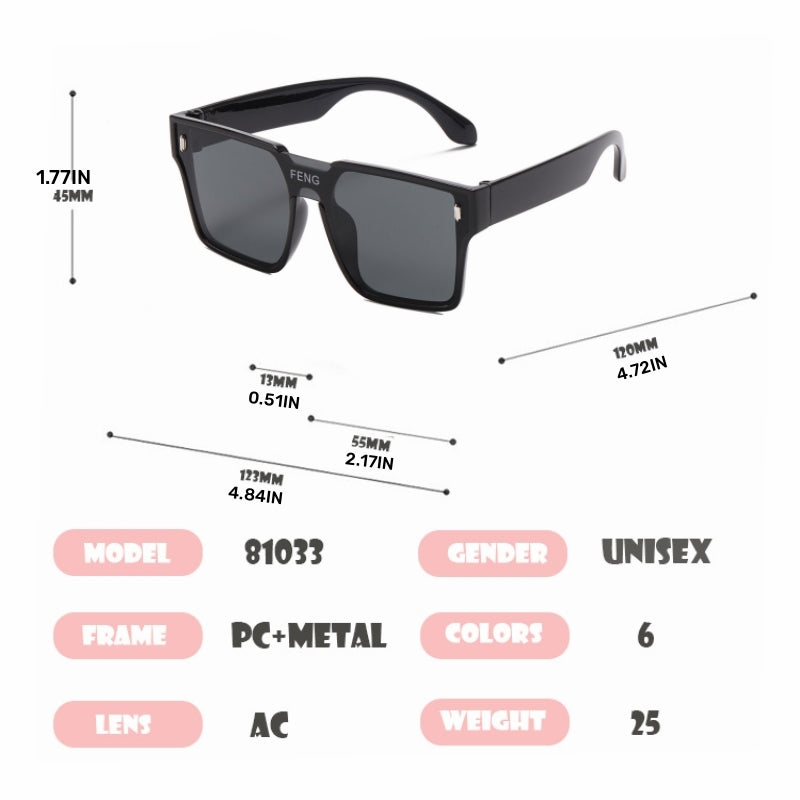 Youth Casual Plastic Frame UV400 Sunglasses
