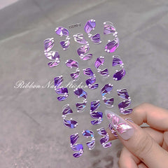 5D Relief Laser Streamer Nail Stickers DIY With Back Glue