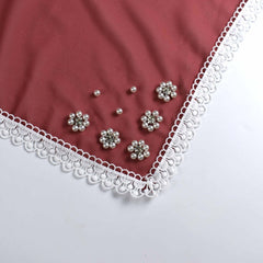 Chiffon Scarf Lace Faux Pearl Shawl Women Head Wrap Hair Accessories