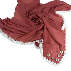 Chiffon Scarf Lace Faux Pearl Shawl Women Head Wrap Hair Accessories
