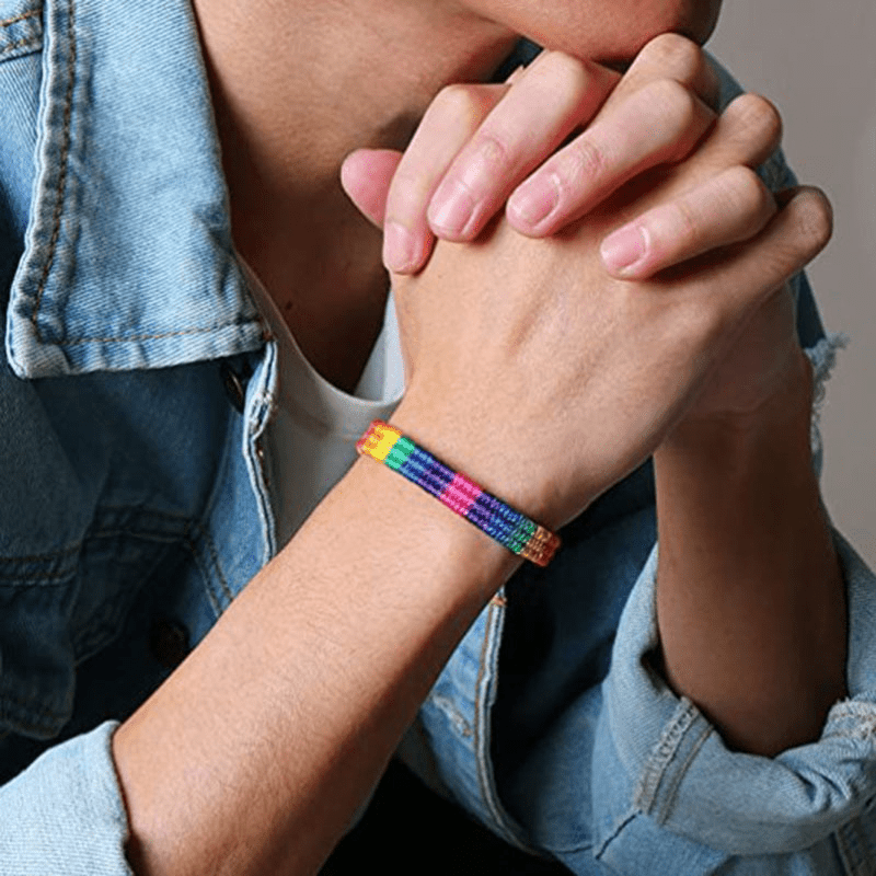 Hand Woven Rainbow Bracelet LGBT Gay Les Friendship Male Female