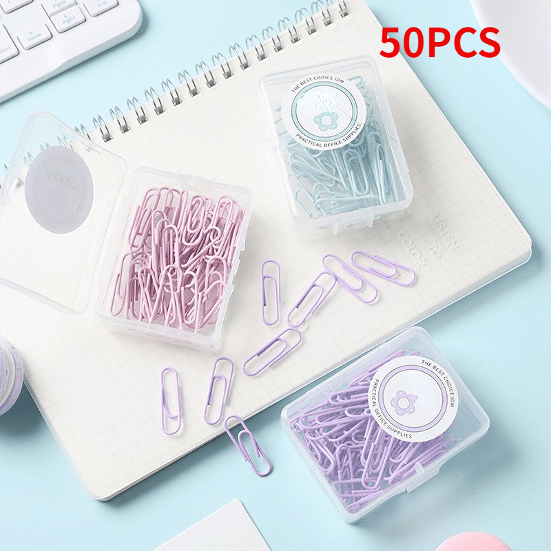 50pcs Makaron Paper Clip Boxed Office Supplies