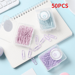 50pcs Makaron Paper Clip Boxed Office Supplies