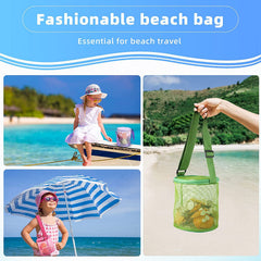 Kid's Mesh Shell Storage Bag 3D Round Sand Digging Bucket Toy
