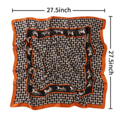 Vintage Carriage Chain Print Neckerchief Silk Square Scarf Bandana
