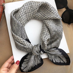Stripe Plaid Print Neckerchief Vintage Silk Square Scarf Bandana
