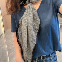Stripe Plaid Print Neckerchief Vintage Silk Square Scarf Bandana