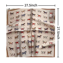 Horse Print Neckerchief Vintage Silk Square Scarf Bandana Classic Head Wrap