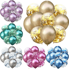 10pcs Confetti Balon Metallic Balon Mixed Amazing Sight Supplies