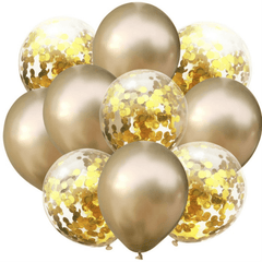 10pcs Confetti Balon Metallic Balon Mixed Amazing Sight Supplies