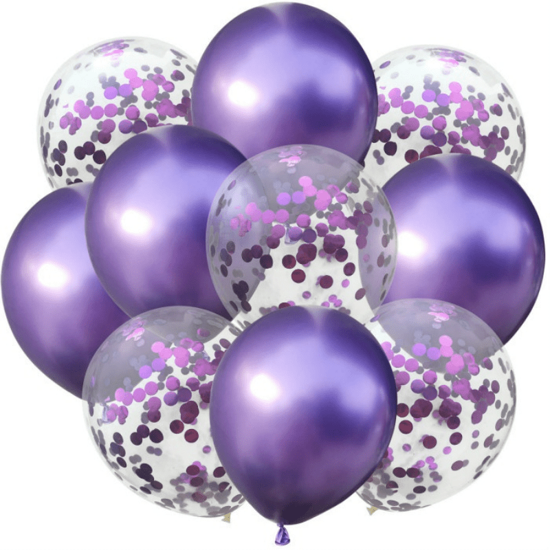 10pcs Confetti Balon Metallic Balon Mixed Amazing Sight Supplies