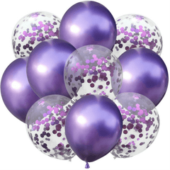 10pcs Confetti Balon Metallic Balon Mixed Amazing Sight Supplies