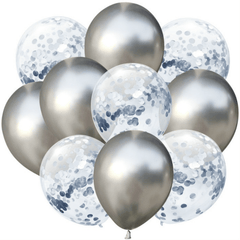 10pcs Confetti Balon Metallic Balon Mixed Amazing Sight Supplies