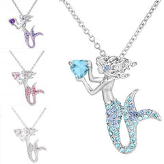 Sweet Mermaid Pendant Necklace Girls Birthday Gift