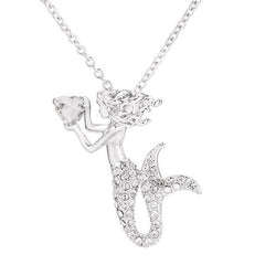 Sweet Mermaid Pendant Necklace Girls Birthday Gift