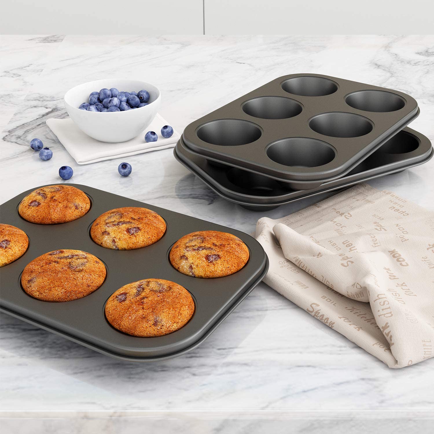Non Stick Muffin Pan 6-Cup Carbon Steel Baking Mold
