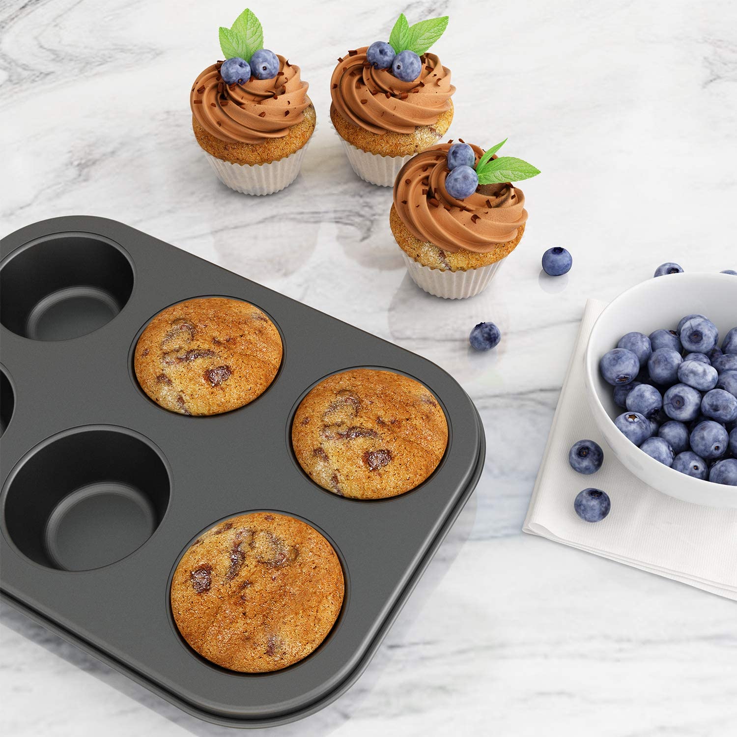 Non Stick Muffin Pan 6-Cup Carbon Steel Baking Mold