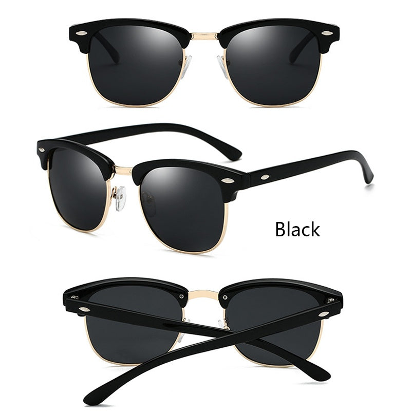 Vintage Polarized Semi Rimless Sunglasses UV400