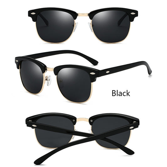 Vintage Polarized Semi Rimless Sunglasses UV400