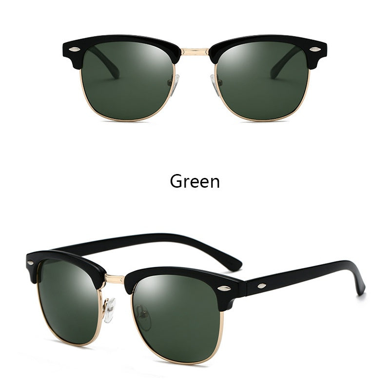 Vintage Polarized Semi Rimless Sunglasses UV400