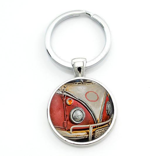 Hippie Peace Sign Van Bus Keychain Men Women Purse Bag Car Pendant Key Chain