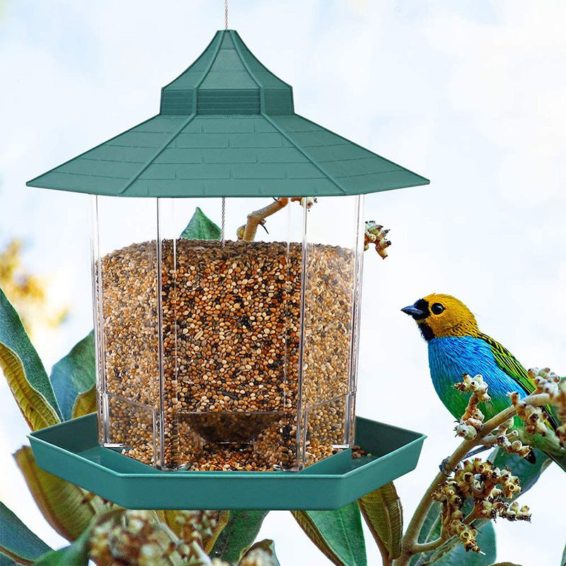 Transparent Glass Box Bird Feeder Acrylic Wild Bird Feeder Hanging Bird Feeder