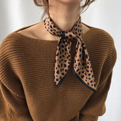 Leopard Print Neckerchief Silk Square Scarf Bandana Head Wrap